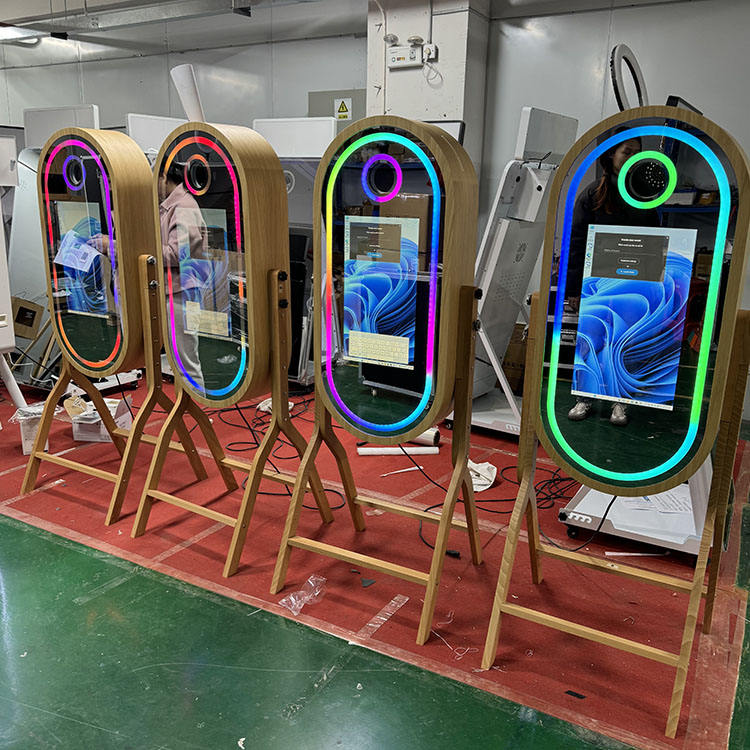 40 Inch Real Wood Material DSLR Mirror Touch Screen Photo Booth with Printer Holder for Wedding(Contact to place an order)