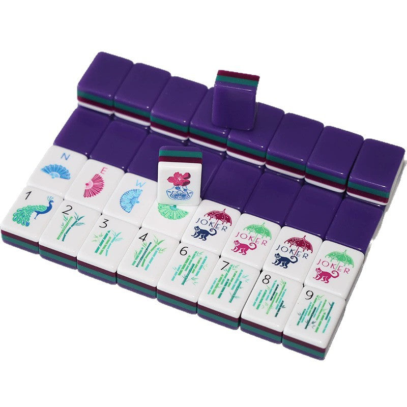 Acrylic Hand-Rolled Mahjong Set Purple Four-Layer Color Block American Casual Entertainment Home and Travel Portable American Mini Mahjong Set(Contact us to place an order)