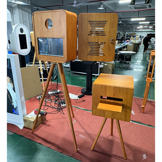Portable Real Wood Light Weight Touch Screen DSLR Vintage PhotoBooth with Printer and Camera（Contact to place an order）