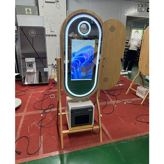40 Inch Real Wood Material DSLR Mirror Touch Screen Photo Booth with Printer Holder for Wedding(Contact to place an order)