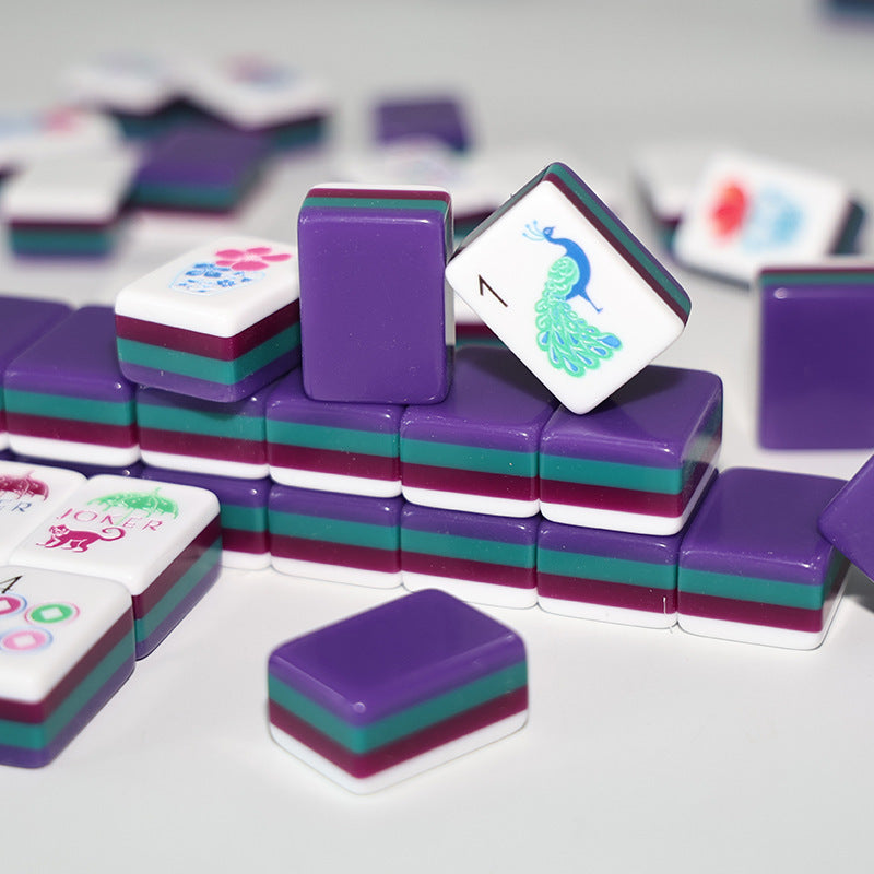 Acrylic Hand-Rolled Mahjong Set Purple Four-Layer Color Block American Casual Entertainment Home and Travel Portable American Mini Mahjong Set（Contact us to place an order）