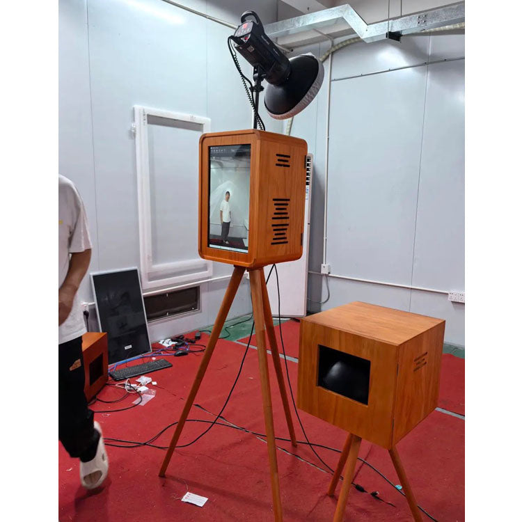 18.5 Inch Touch Screen with IPad Surface Pro Double Side Screen Wood Material DSLR Camera Photo Booth（Contact to place an order）